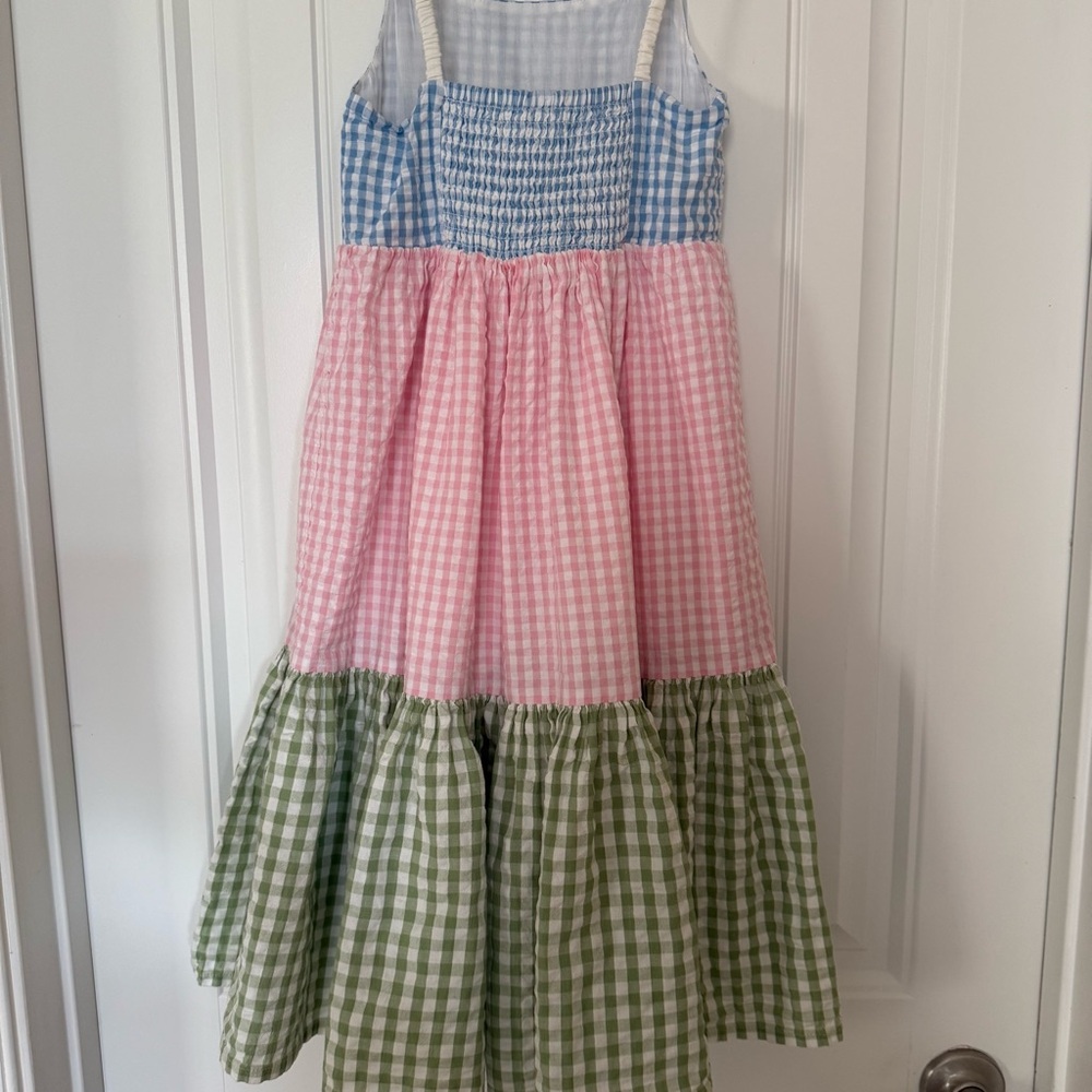 Mini Boden Girls Gingham Colorblock Dress - Picture 5 of 8